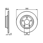 Bosch 2 x Solid Brake Discs fits Audi A4 B5 1994-2001 1.6 1.9