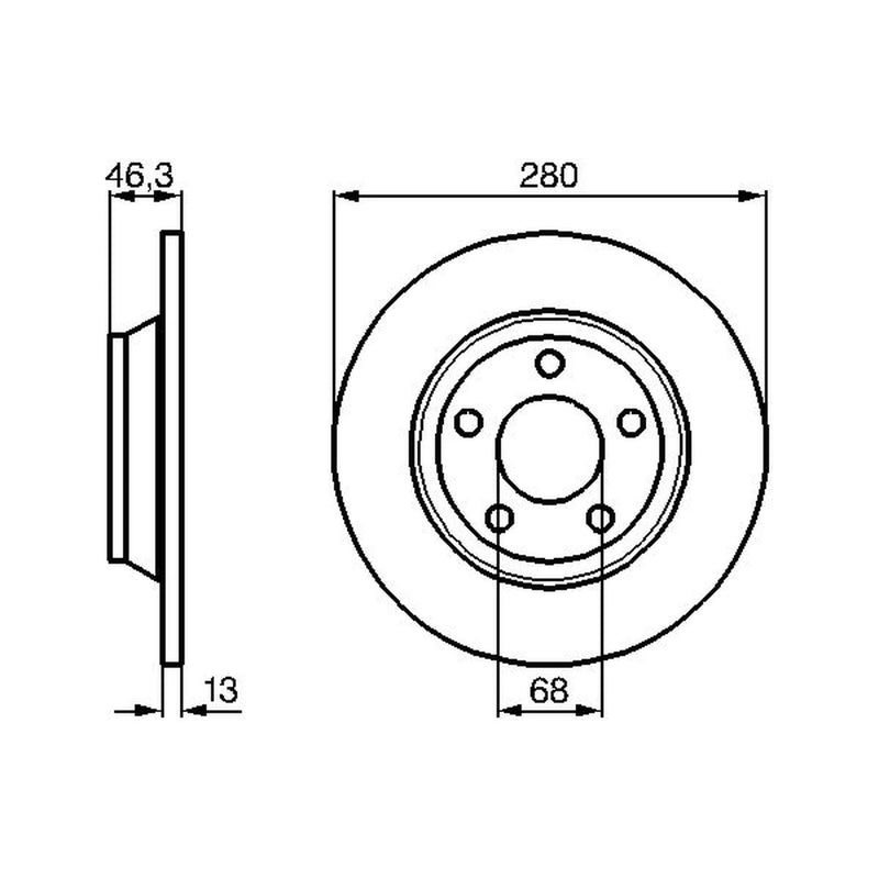 Bosch 2 x Solid Brake Discs fits Audi A4 B5 1994-2001 1.6 1.9