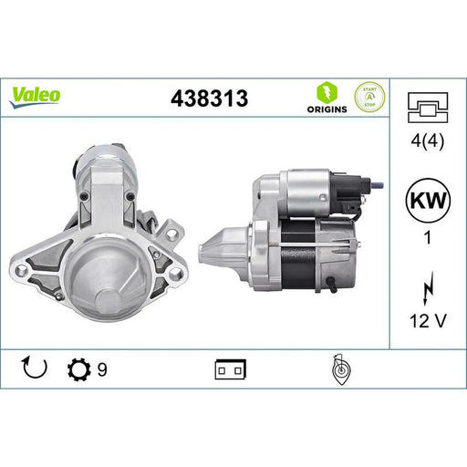 Valeo Starter Motor 12V 1kW 9 Teeth 438313