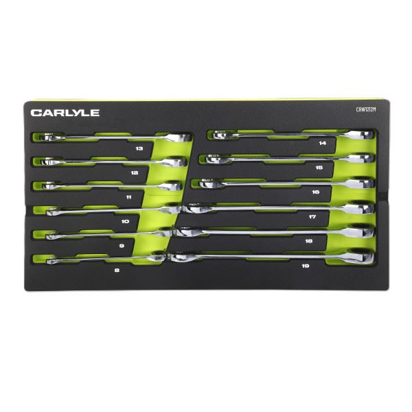 Carlyle Tools 12 Pc Metric 12 Pt 180P Ratcheting Combination Wrench Set - image 1