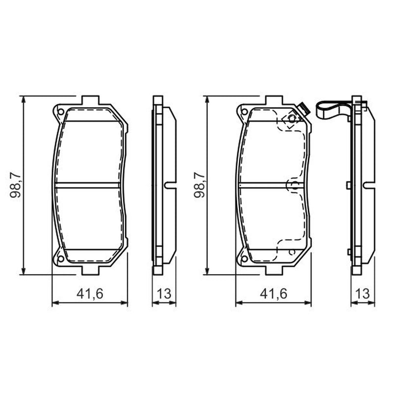 Bosch Front & Rear Pads fits Kia Carens I 2000-2007 1.6 1.8 2.0