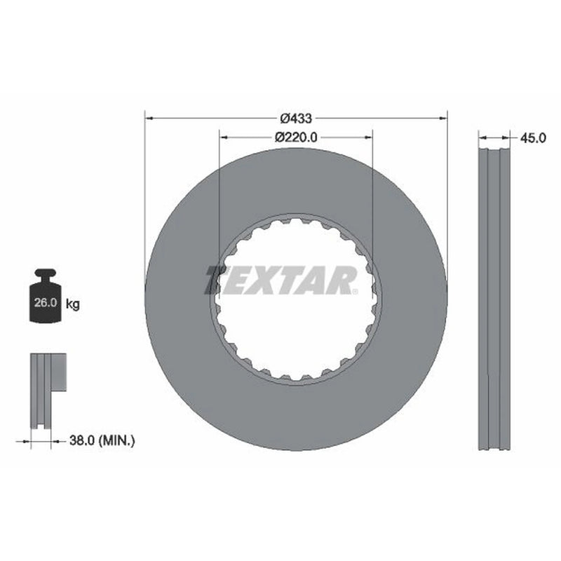 Textar 2 x Internally Vented Brake Discs 93272000
