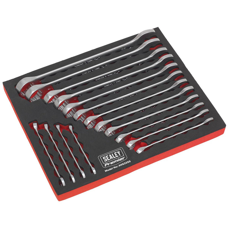 Sealey Premier Combination Spanner Set 16pc Metric Cold Stamped EVA Tray 6-22mm Sealey  - Dynamic Drive