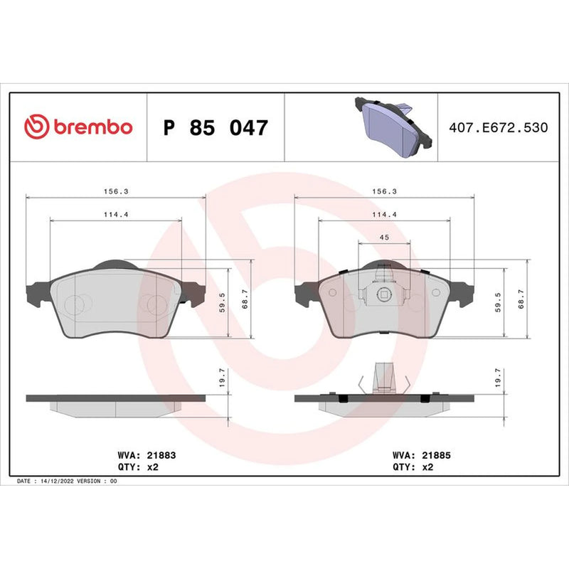 Brembo Front Brake Pad Set fits VW California T4 Camper 1994-2002 1.9 2.4 2.5