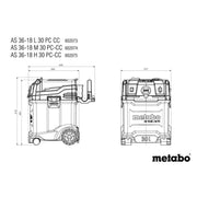 Metabo AS 36-18 H 30 PC-CC Cordless H-Class Vacuum Cleaner 18V Bare Unit