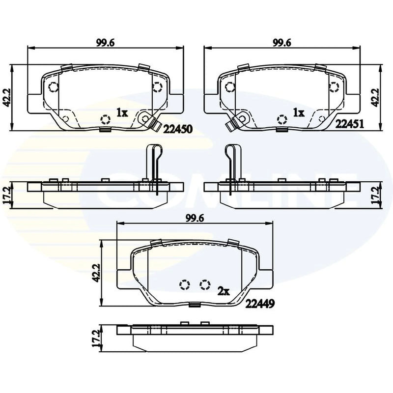Comline Rear Brake Solid Discs & Pads fits Fiat Tipo 2015-2020 1.0 1.3 1.4 1.6