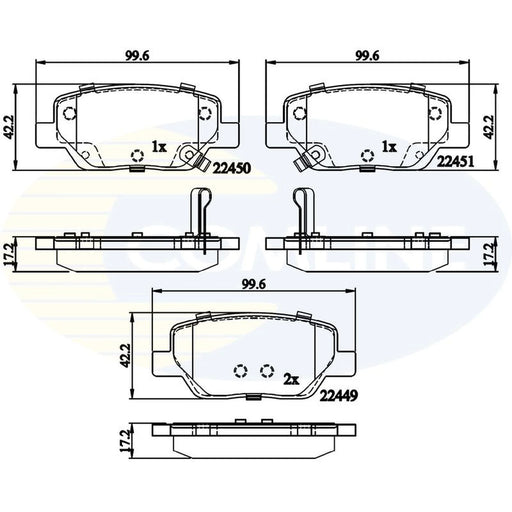 Comline Front & Rear Pads fits Fiat Tipo 2015-2020 1.0 1.3 1.4 1.6
