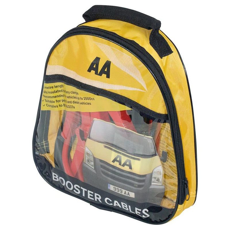 AA Car Van Jump Leads Start Up Booster Power Cables 3 Metres Long Up to 3000cc Town Tools - Dynamic Drive