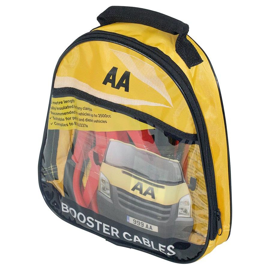 AA Car Van Jump Leads Start Up Booster Power Cables 3 Metres Long Up to 3000cc Town Tools - Dynamic Drive