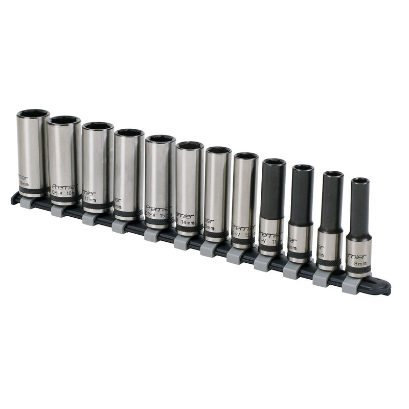 Sealey Premier Black Premier Black Deep Lock-On Socket Set 3/8"Sq Drive 12pc Sealey Premier Black - Dynamic Drive