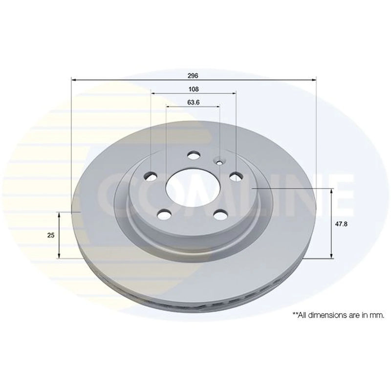 Comline 2 x Internally Vented Brake Discs fits Volvo XC40 2017-2023