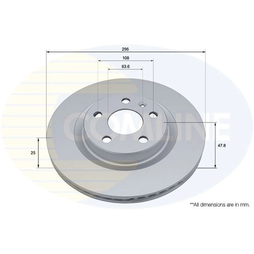 Comline 2 x Internally Vented Brake Discs fits Volvo XC40 2017-2023