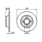 Bosch 2 x Solid Brake Discs fits Audi 80 B4 1991-1996 1.6 1.9 2.0