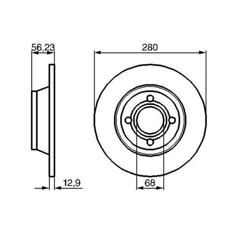 Bosch 2 x Solid Brake Discs fits Audi 80 B4 1991-1996 1.6 1.9 2.0