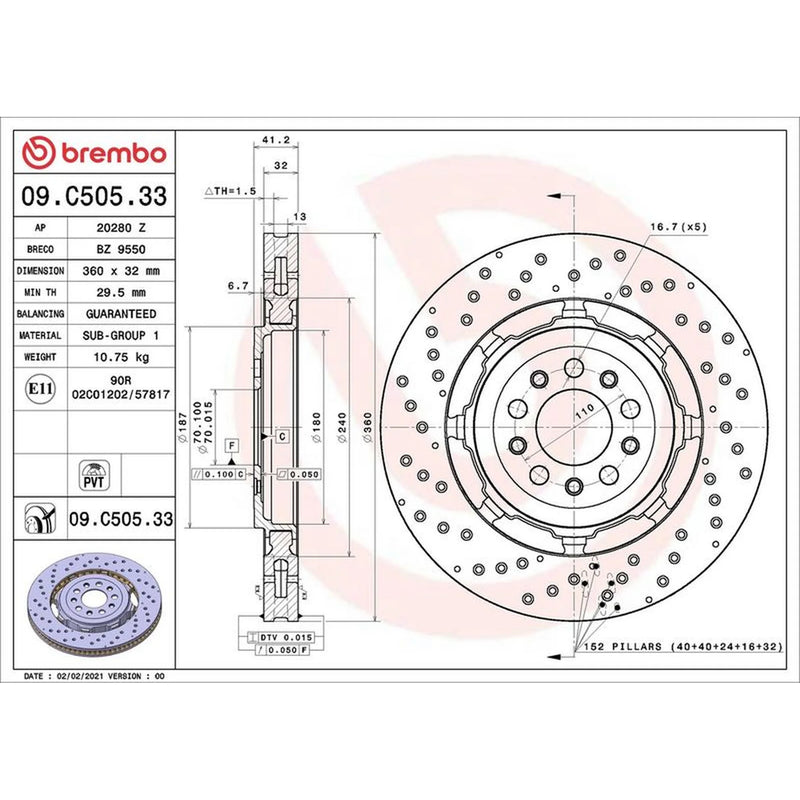 Brembo Front Brake Aluminium Brake Disc Hub Discs & Pads fits Alfa Romeo Stelvio