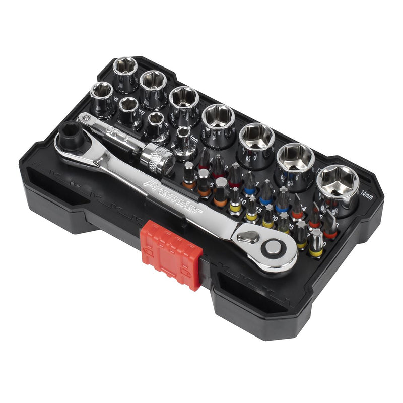 Sealey Premier Premier Socket & Colour-Coded Bit Set 1/4"Sq Drive 31pc AK2111 Sealey Premier - Dynamic Drive