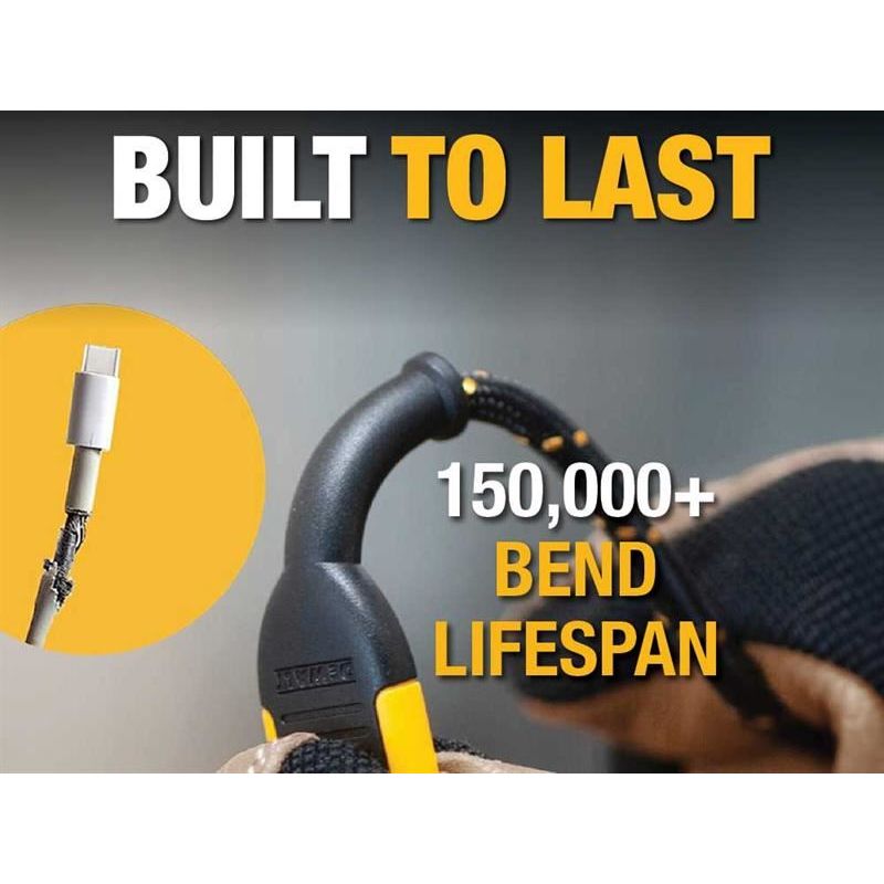 Dewalt Telecoms USB A to Lightning® Reinforced Charging Cable 1.2m (4ft) DEWALT Telecoms - Dynamic Drive