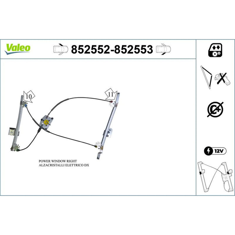 Valeo Electric Window Regulator Lifter Left Front 852552