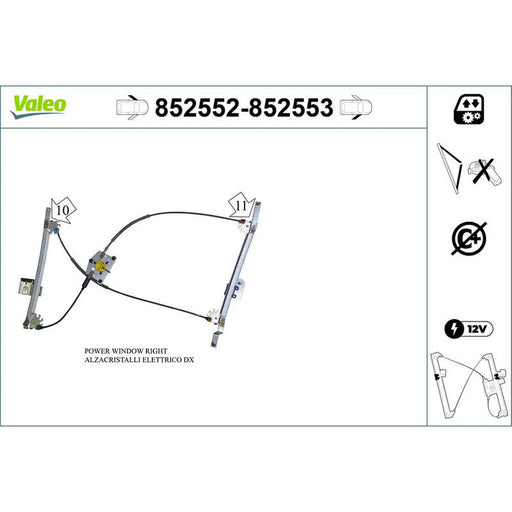 Valeo Electric Window Regulator Lifter Right Front 852553