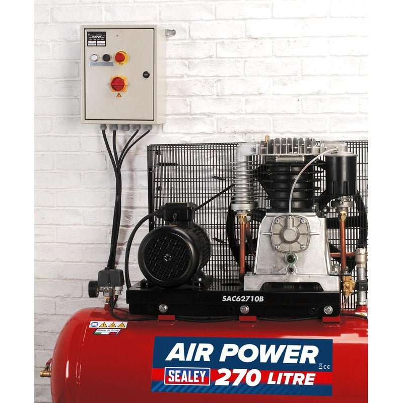 Sealey Air Compressor 270L Belt Drive 10hp 3ph 2-Stage with Cast Cylinders Sealey - Dynamic Drive