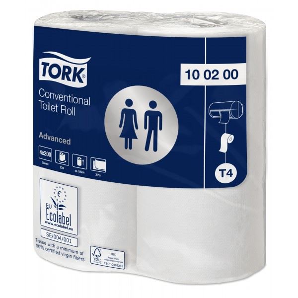 Tork 2 Ply Advanced Toilet Rolls - White - 36 Rolls of 200 Sheets Tork  - Dynamic Drive