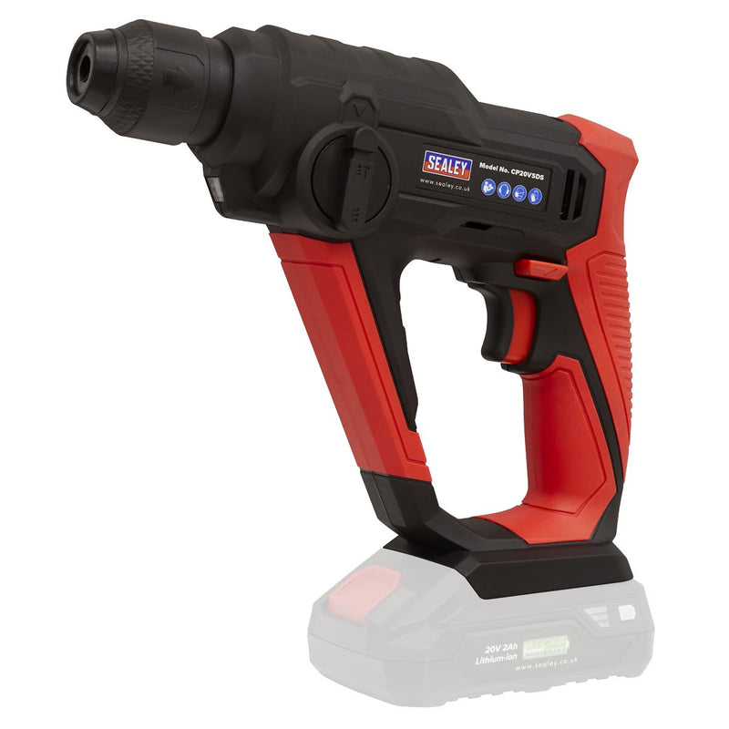 Sealey Cordless Rotary Hammer Drill Kit 20V SV20 Series SDS Plus 2 Batteries Sealey - Dynamic Drive