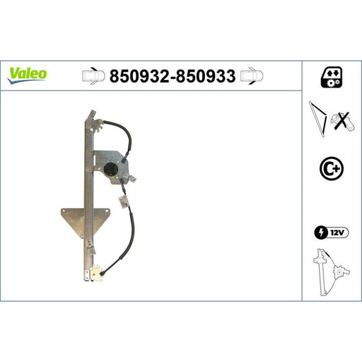 Valeo Electric Window Regulator Lifter Right Front 850933