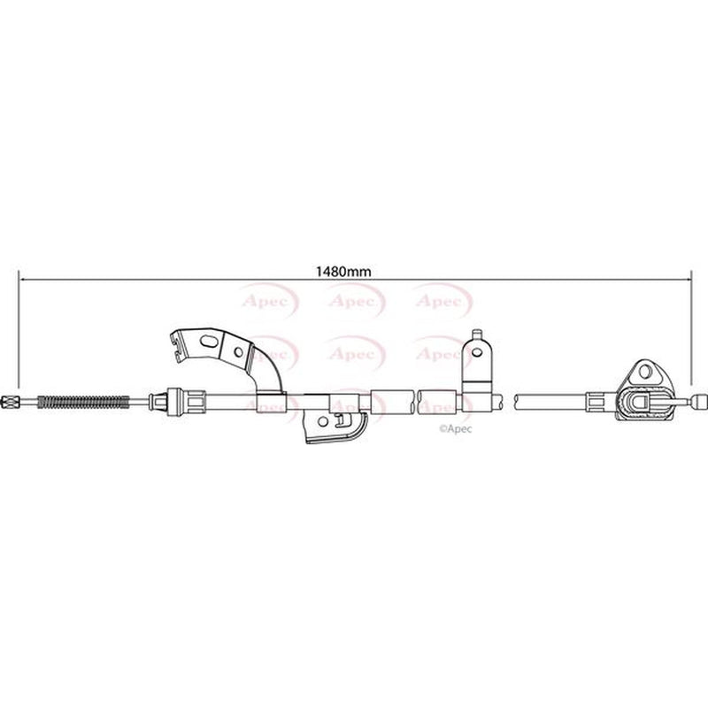 Apec Handbrake Cable Right Rear fits Citroën C1 2005-2014 1.0
