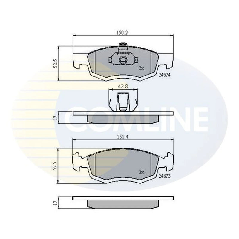 Comline 4 x Front Brake Pad Set fits Dacia Logan 2004-2006 1.4 1.5 1.6