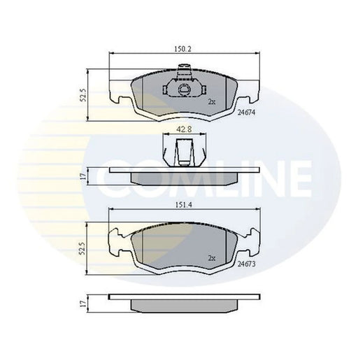 Comline 4 x Front Brake Pad Set fits Dacia Logan 2004-2006 1.4 1.5 1.6