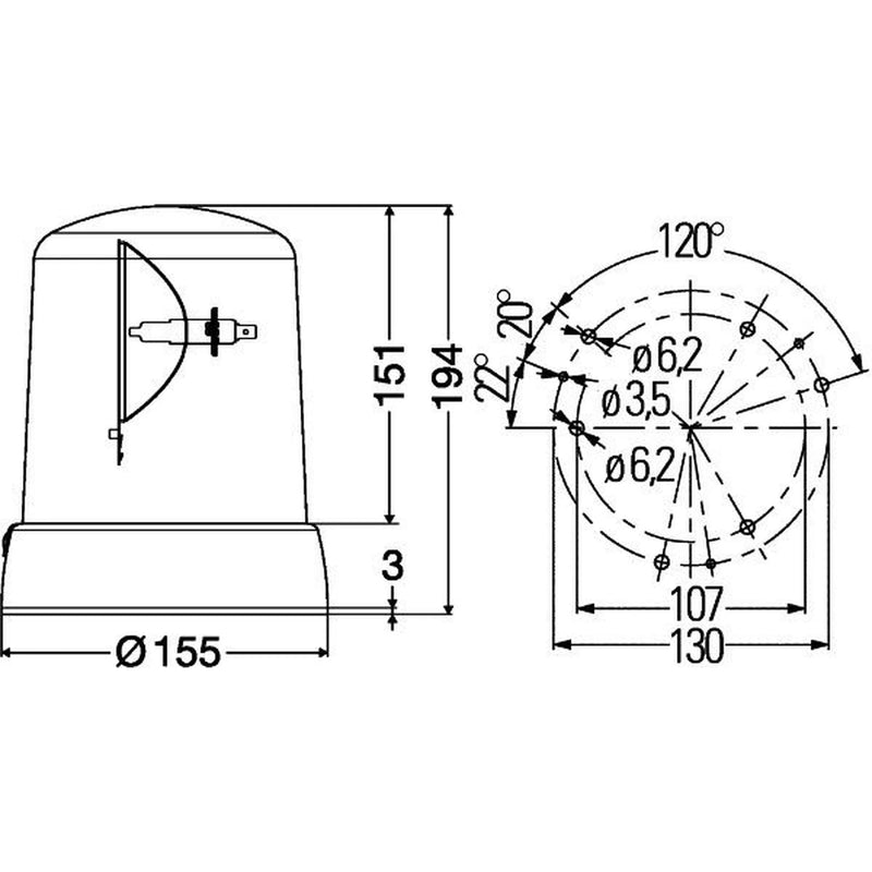 Hella Rotating Beacon Wide High