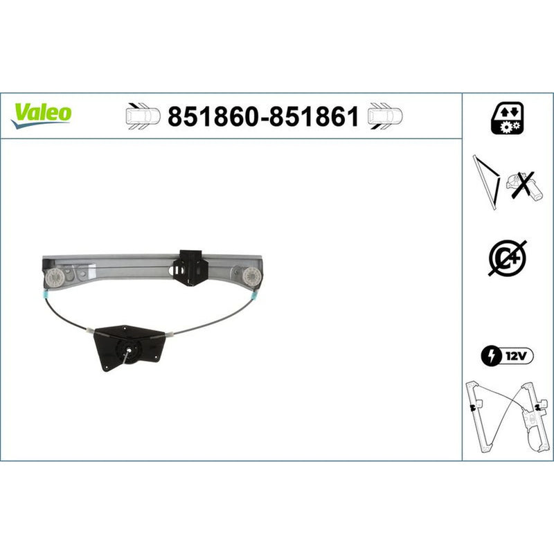 Valeo Electric Window Regulator Lifter Right Rear 851861