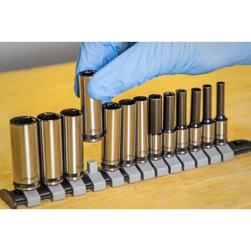 Sealey Socket Set Deep 13pc 1/4"Sq Drive Metric Black Series AK7991 Sealey - Dynamic Drive