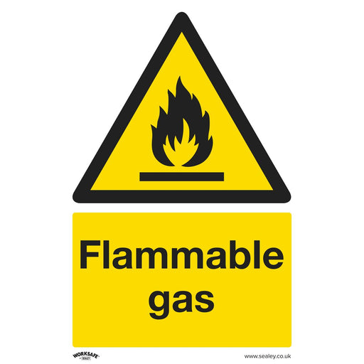 Sealey Warning Safety Sign Flammable Gas Self-Adhesive Vinyl Pack of 10 Sealey - Dynamic Drive