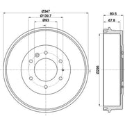 Mintex Brake Drum Assembly Rear fits Ford Ranger 1999-2012 2.2 2.5 3.0 3.2 4.0