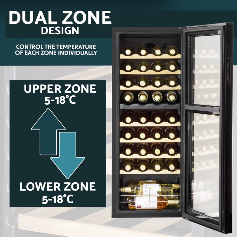 Baridi 36 Bottle Dual Zone Wine Fridge & Cooler DH91 Baridi - Dynamic Drive