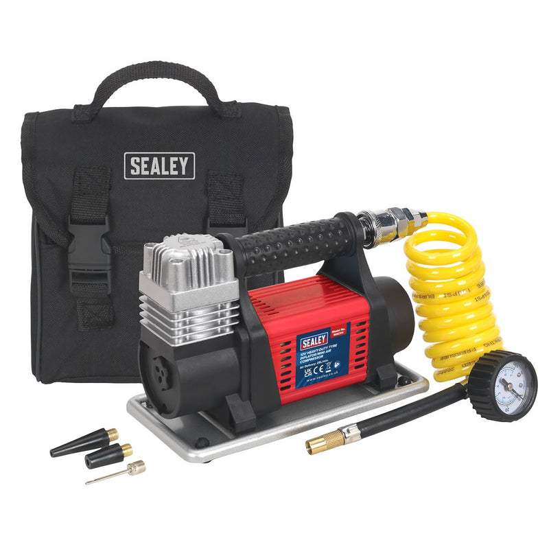 Sealey Tyre Inflator/Mini Air Compressor 12V Heavy-Duty MAC04 Sealey - Dynamic Drive