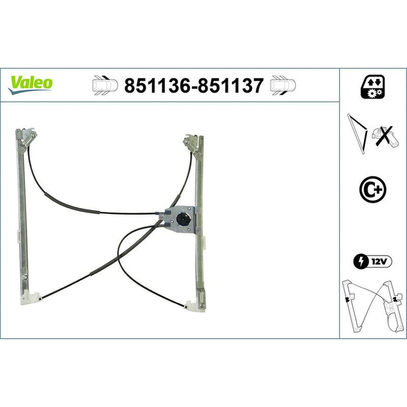Valeo Electric Window Regulator Lifter Right Front 851137