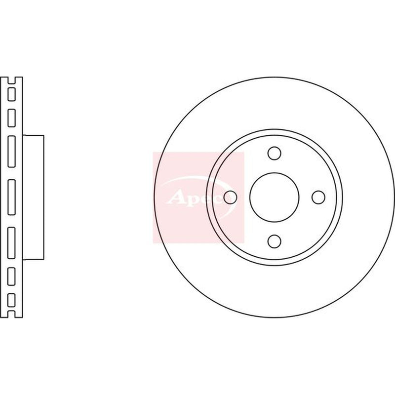 Apec 2 x Vented Brake Discs fits Toyota Corolla Verso 2001-2004 1.8 2.0
