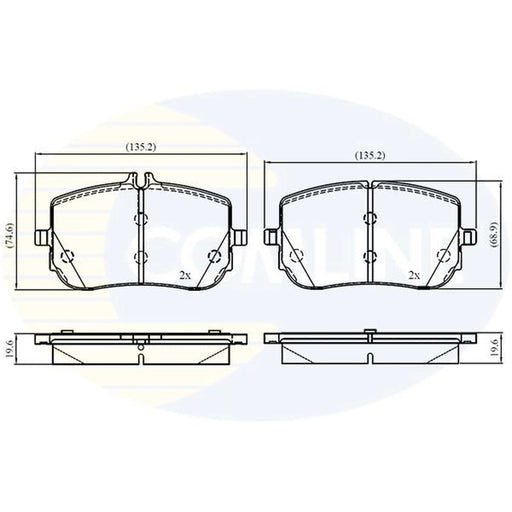 Comline 4 x Front Brake Pad Set fits Mercedes-Benz A-Class 2018-2019