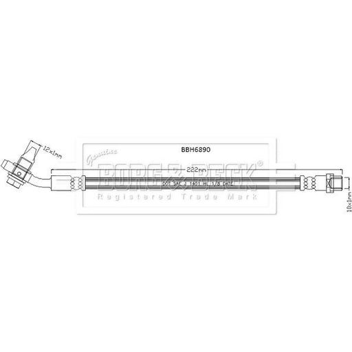 Borg & Beck Brake Hydraulic Hose Line outer BBH6890