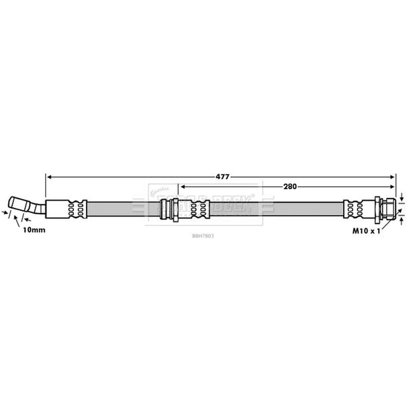 Borg & Beck Brake Hydraulic Hose Line Front Right BBH7803