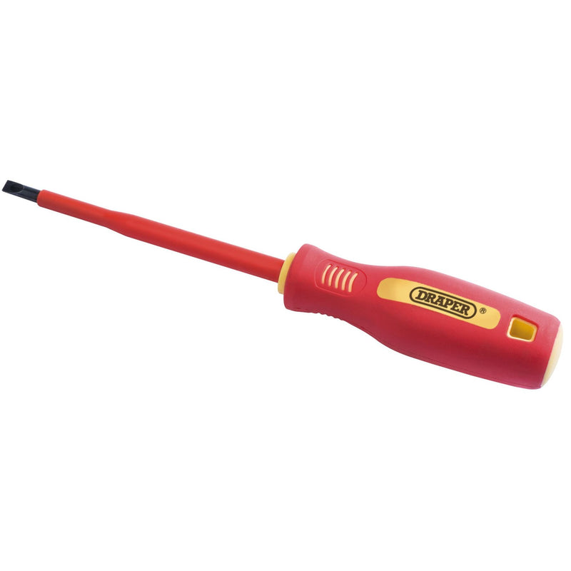 Draper Fully Insulated Plain Slot Screwdriver, 5.5 x 125mm (Sold Loose) 46524 Draper - Dynamic Drive