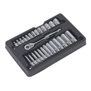 Sealey Ratchet Wrench & Socket Rail Set 27pc 1/4"Sq Drive AK66481 Sealey - Dynamic Drive