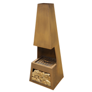Dellonda Outdoor Chiminea Fireplace Heater Firewood Storage - Corten Steel Dellonda  - Dynamic Drive