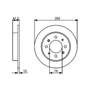 Bosch 2 x Solid Brake Discs fits Kia Cerato I 2004-2009 1.5 1.6 2.0