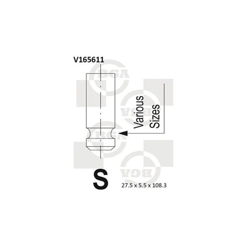 BGA Engine Exhaust Valve 27mm Head V165611