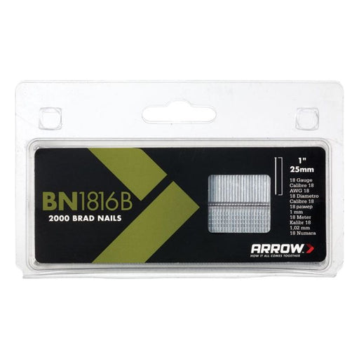 Arrow BN1816B Brad Nails 25mm Brown Head (Pack 2000) Arrow - Dynamic Drive