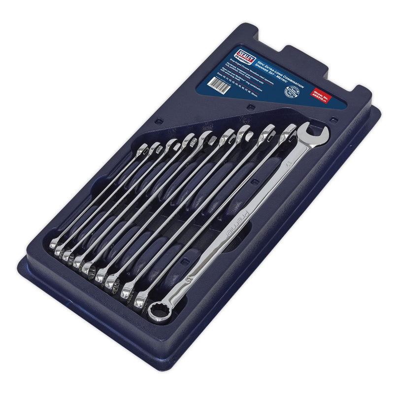Sealey Combination Spanner Set 10pc Extra-Long Metric AK6310 Sealey - Dynamic Drive