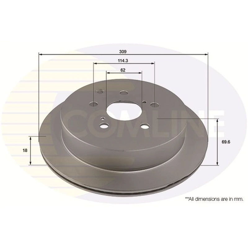 Comline 2 x Internally Vented Brake Discs fits Lexus Rx 2008-2015
